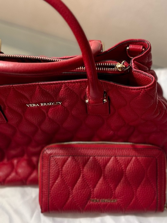 Vera Bradley Handbags - Vera Bradley Red Quilted Tote with Matching Wallet